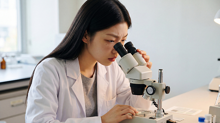 JPG 편집이미지 여자 과학 세포 기술 현미경 실험 관찰 실험실 바이러스 연구원 분석 대학교 미생물 의료성형뷰티 편집실사 AI인물포토 AI콘텐츠 직업 컨셉 학교 모션 생물 실험기구 사람 CG 파일형식 AI포토 교육