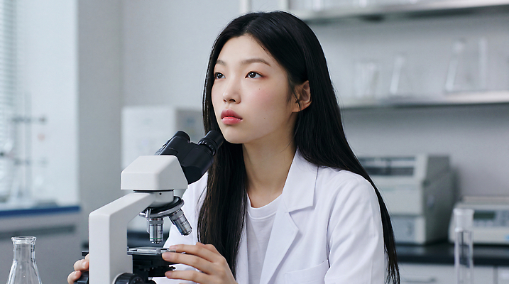 JPG 편집이미지 여자 교육 과학 현미경 실험 자료 관찰 화학 실험실 연구원 과학자 분석 대학교 생물학 의료성형뷰티 편집실사 AI인물포토 AI콘텐츠 직업 컨셉 학교 모션 실험기구 사람 CG 학자 파일형식 AI포토