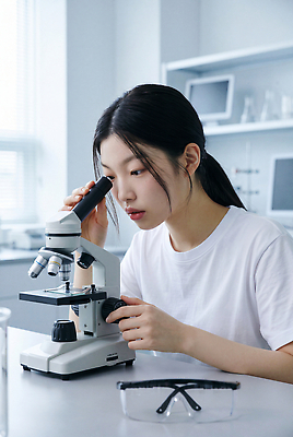 JPG 편집이미지 학생 여자 교육 과학 유리 조명 실험 학습 장비 관찰 실험실 연구원 집중 의료성형뷰티 편집실사 AI인물포토 AI콘텐츠 직업 컨셉 모션 재질 사람 CG 파일형식 AI포토