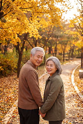 JPG 나무 편집이미지 공원 노년 행복 길 백그라운드 단풍 낙엽 자연 사랑 웃음 풍경 손잡기 노부부 산책 산책로 가을 의료성형뷰티 편집실사 AI인물포토 식물 부부 계절 공공시설 감정 잎 모션 휴식 표정 성인 CG 생태계 파일형식 AI포토 커플 컨셉 사람 시설 AI콘텐츠 관계