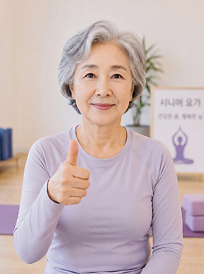 JPG 편집이미지 여자 노년 할머니 요가 손가락 건강 웃음 운동 엄지손가락 매트 따봉 필라테스 의료성형뷰티 편집실사 AI인물포토 손 웰빙 표정 사람 성인 최고 CG 파일형식 AI포토 신체부위 AI콘텐츠