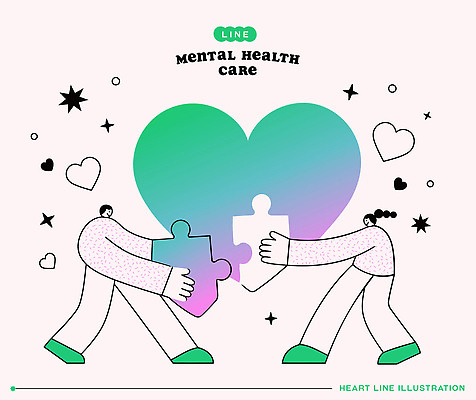 상징 조각 일러스트 협력 건강 사람 일상 하트 퍼즐 서비스 그림 이미지 조화 소통 돌봄 지원 활용 정신건강 정신상담 마음건강 국내일러스트 AI파일 모양 컨셉 모션 라이프 치료 마음 파일형식 벡터 의학 생활
