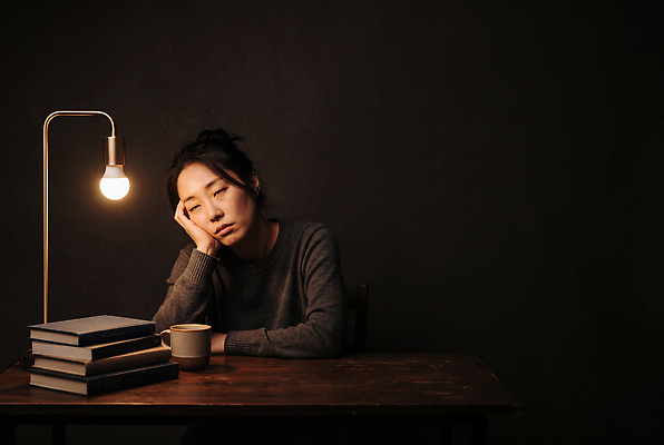 JPG 편집이미지 여자 커피 생각 조명 실내 표정 사람 책 커피잔 고민 조용 팔 불면증 의료성형뷰티 편집실사 AI인물포토 감정 음료 잔 내부 신체부위 질병 CG 파일형식 AI포토 식기 의학 AI콘텐츠