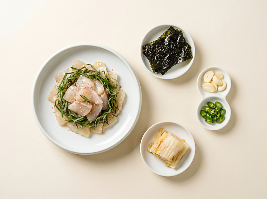 JPG 편집이미지 한식 반찬 마늘 요리 유행 식사 회 김 해산물 준비 깻잎 배추김치 무침 무침요리 청양고추 광어회 편집실사 AI포토 AI콘텐츠 음식 채소 고추 김치 생선회 해조류 CG 파일형식 해양식물 수중식물 식물
