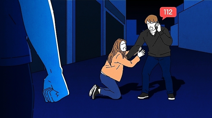 여자 남자 일러스트 거리 표정 안전 어둠 소리 긴급 도움 골목길 위험 사건 불안 무릎 통화 요청 112 신고 데이트폭력 국내일러스트 AI파일 감정 길 컨셉 모션 사람 신체부위 폭력 전화번호 파일형식 벡터 사회이슈
