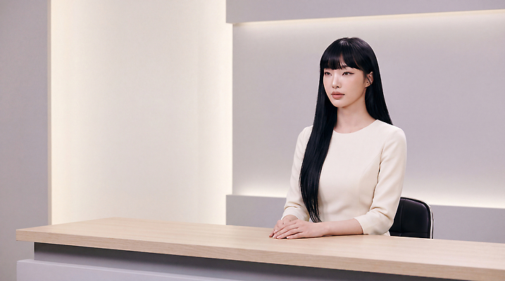 JPG 편집이미지 여자 탁자 직장 앉기 사무실 깨끗함 아나운서 집중 심플 의료성형뷰티 편집실사 AI인물포토 AI콘텐츠 직업 가구 컨셉 회사 비즈니스 모션 사람 CG 파일형식 AI포토 생활용품 오브젝트