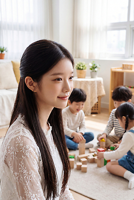 JPG 편집이미지 여자 교육 어린이 교실 놀이 친구 블록 유치원 방 놀이기구 편안함 집중 즐거움 유치원선생님 의료성형뷰티 편집실사 AI인물포토 AI콘텐츠 감정 컨셉 학교 관계 사람 교사 감각 CG 파일형식 AI포토 직업