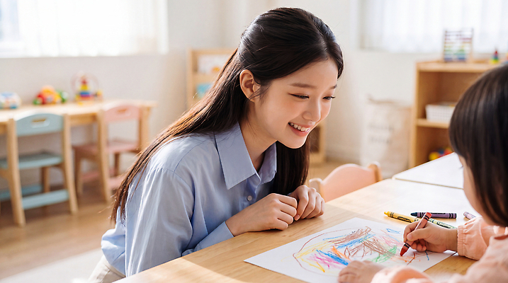 JPG 편집이미지 여자 교육 어린이 교실 색연필 미술 학습 교사 유치원 색칠 즐거움 그림 유치원선생님 소통 창의력 의료성형뷰티 편집실사 AI인물포토 AI콘텐츠 직업 감정 컨셉 학교 문화예술 학용품 사람 CG 파일형식 AI포토 문구용품 오브젝트