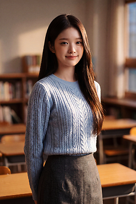JPG 편집이미지 학생 여자 교육 교실 서기 책 학습 치마 교사 유치원 스웨터 책상 유치원선생님 의료성형뷰티 편집실사 AI인물포토 AI콘텐츠 직업 가구 상의 학교 모션 하의 사람 CG 파일형식 AI포토 옷 생활용품 오브젝트