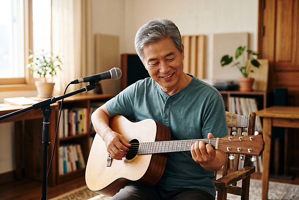 JPG 식물 편집이미지 노년 음악 연주 의자 노래 창문 실내 웃음 방 기타 마이크 즐거움 목소리 의료성형뷰티 액티브시니어 편집실사 AI인물포토 AI콘텐츠 감정 음향기기 가구 현악기 문화예술 표정 성인 내부 실버라이프 CG 파일형식 AI포토 라이프스타일 악기 생활용품 사람 전자제품 생활 오브젝트