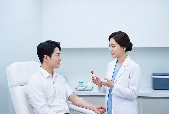 JPG 편집이미지 의학 건강 병원 설명 사람 치료 진료 환자 의료진 의사 혈액 검사 혈액검사 혈액채취 의료성형뷰티 편집실사 AI인물포토 AI콘텐츠 직업 모션 CG 파일형식 AI포토