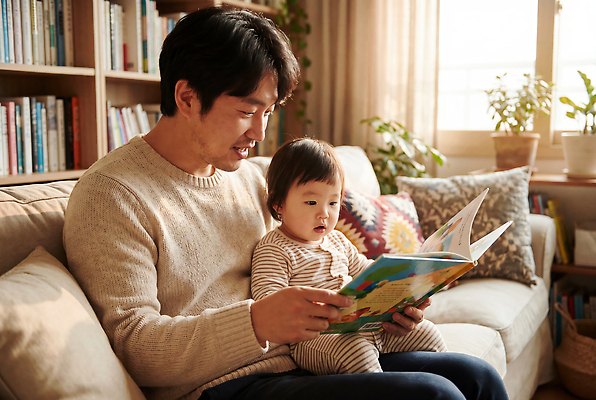 JPG 편집이미지 교육 남자 어린이 거실 가족 놀이 따뜻함 책 부모 독서 햇빛 육아 아빠 집중 의료성형뷰티 육아대디 편집실사 AI인물포토 AI콘텐츠 컨셉 관계 사람 빛 CG 파일형식 AI포토