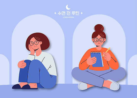 옷 여자 안경 생각 일러스트 표정 취미 두명 일상 친구 다이어리 기록 메모지 수면 집중 고민 준비 일과 상상력 창의력 국내일러스트 AI파일 잡화 감정 컨셉 관계 사람 라이프 사무용품 파일형식 벡터 문구용품 생활 오브젝트