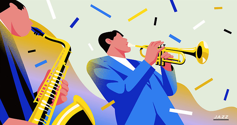 남자 악기 연주 일러스트 축제 소리 공연 무대 색소폰 공연장 트럼펫 음악회 재즈 아티스트 국내일러스트 AI파일 직업 음악 사람 이벤트 목관악기 극장 금관악기 파일형식 벡터 문화예술 관악기