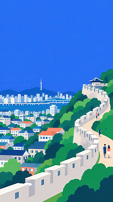 JPG 문화 여행 일러스트 거리 서울 여러명 건물 도시풍경 걷기 산책 역사 한강 그림 한양도성 경관 국내일러스트 AI일러스트 AI콘텐츠 건축물 다수 모션 휴식 한국 사람 풍경 도시 랜드마크 파일형식 건축 아시아 컨셉 나라
