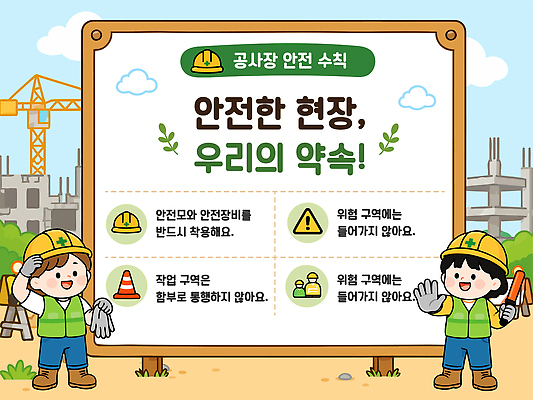 캐릭터 여자 교육 건축 일러스트 안내 관리 경고 건설현장 정보 작업 표지판 안전모 위험 약속 안전수칙 규정 건설근로자 국내일러스트 AI파일 직업 컨셉 건설업 알림판 안전 사람 헬멧 안전장비 파일형식 벡터 산업 장비 보호장비