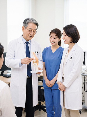 JPG 편집이미지 건강 병원 설명 환자 간호사 의사 전문직 무릎 재활 의료성형뷰티 편집실사 AI인물포토 AI콘텐츠 직업 의학 모션 신체부위 치료 의료진 CG 파일형식 AI포토 사람