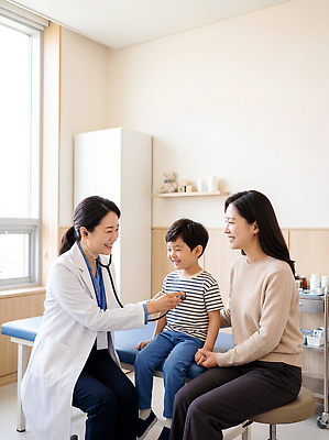 JPG 편집이미지 어린이 청진기 엄마 실내 건강 치료 진료 전문직 상담 방문 소아과 소아과의사 의료성형뷰티 주치의 편집실사 AI인물포토 AI콘텐츠 직업 의학 가족 의료기기 병원 사람 내부 의사 CG 파일형식 AI포토 관계 의료진