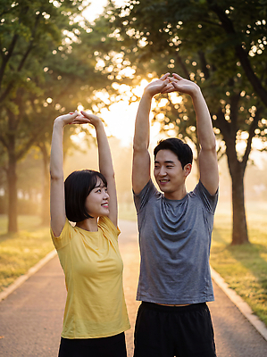 JPG 나무 편집이미지 공원 길 여유 자연 아침 함께함 건강 운동 햇빛 스트레칭 즐거움 소통 러닝 의료성형뷰티 편집실사 AI인물포토 AI콘텐츠 주간 식물 공공시설 감정 컨셉 빛 CG 생태계 파일형식 AI포토 자연요소 시설