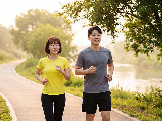 JPG 나무 편집이미지 공원 자연 아침 건강 잔디 두명 여름 친구 운동복 달리기 조깅 운동 러닝 의료성형뷰티 편집실사 AI인물포토 AI콘텐츠 주간 식물 옷 계절 공공시설 관계 모션 사람 CG 생태계 파일형식 AI포토 자연요소 시설