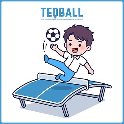 스포츠 일러스트 공 실내 운동 경쟁 게임 킥 즐거움 국내일러스트 AI파일 테크볼 감정 컨셉 모션 놀이 건강 내부 파일형식 벡터