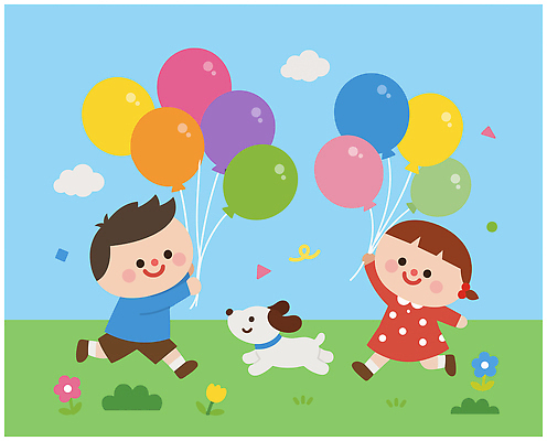 꽃 어린이 하늘색 일러스트 놀이 하늘 웃음 초원 빨간색 초록색 파란색 친구 노란색 맑음 축제 강아지 즐거움 풍선 국내일러스트 AI파일 식물 감정 컬러 관계 날씨 표정 사람 반려동물 개 파일형식 벡터 동물 포유류