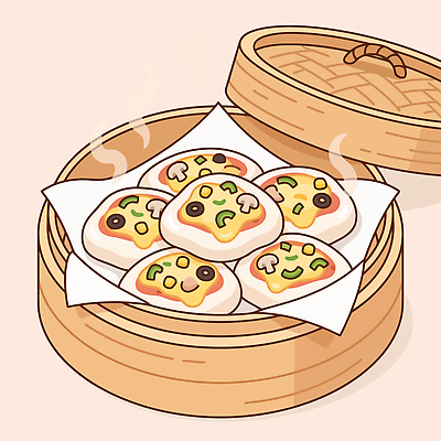 음식 일러스트 디저트 요리 유행 뜨거움 맛 찜기 국내일러스트 피자설기 컨셉 주방용품 떡 생활용품 오브젝트