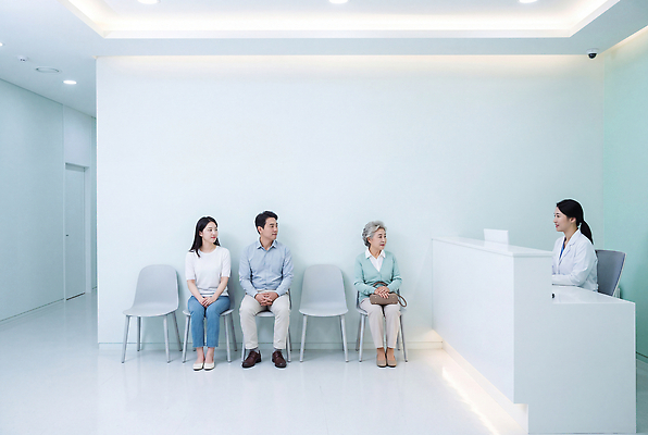 JPG 편집이미지 벽 실내 환자 의사 흰색 대기 프런트 의료성형뷰티 편집실사 AI인물포토 AI콘텐츠 컬러 의학 내부 의료진 CG 파일형식 AI포토 직업