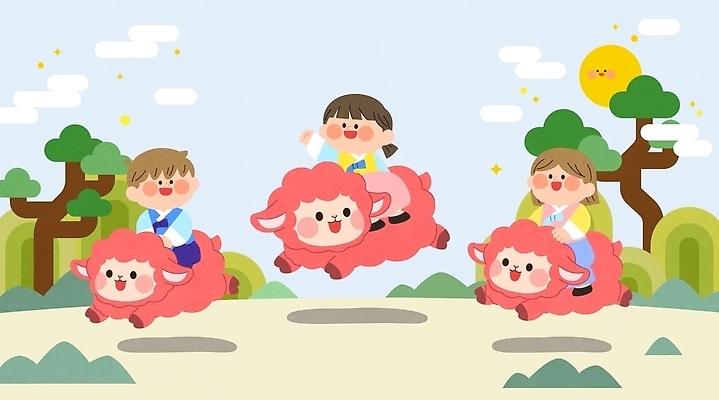 나무 행복 어린이 일러스트 자연 놀이 웃음 친구 태양 귀여움 새해인사 양 한복 즐거움 국내일러스트 AI파일 정미년 붉은양 자연요소 식물 한국전통 감정 컨셉 포유류 관계 새해 표정 사람 인사 전통의상 생태계 파일형식 벡터 2027년 동물 전통 한국 예절 연도 아시아 나라