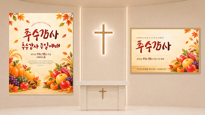 편집이미지 포스터 기독교 과일 나뭇잎 장식 교회 예배 추수감사절 이미지편집 AI파일 종교 잎 파일형식 벡터 식물