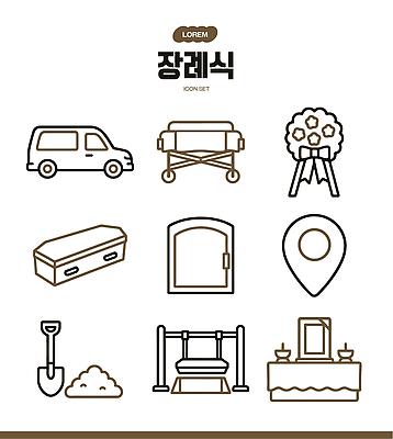 상징 라인일러스트 일러스트 자동차 문 흙 삽 관 위치 애도 장례 근조화환 엘리먼트 장례식 제단 국내일러스트 AI파일 육상교통 화환 파일형식 벡터 꽃 교통수단 식물 교통