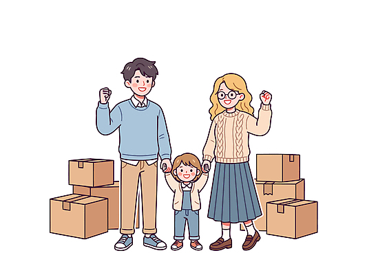 손 행복 어린이 일러스트 가족 주택 함께함 웃음 상자 부모 다정 공간 기쁨 짐 준비 주말 이삿짐 국내일러스트 AI파일 감정 컨셉 관계 표정 사람 건물 신체부위 이사 파일형식 벡터 건축물 건축