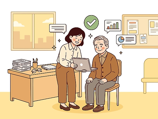 노년 겨울 의자 일러스트 그래프 기술 대화 취미 일상 노트북 학습 사무실 자료 정보 도움 가르침 과제 소통 서류판 컴퓨터교육 국내일러스트 AI파일 계절 교육 가구 컨셉 비즈니스 말하기 성인 라이프 전자제품 사무용품 파일형식 벡터 생활용품 모션 문구용품 사람 생활 오브젝트