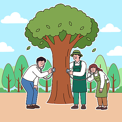 나무 식물 공원 일러스트 자연 나뭇잎 실험 사람 일상 환경 소리 듣기 생태 숲 힐링 탐색 치유 산림욕 국내일러스트 AI파일 공공시설 잎 모션 라이프 생태계 파일형식 벡터 생활 시설