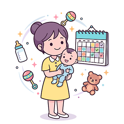행복 일러스트 가족 엄마 사랑 일상 장난감 곰인형 아기용품 육아 아기 젖병 육아일기 국내일러스트 AI파일 감정 인형 관계 사람 라이프 오브젝트 파일형식 벡터 생활
