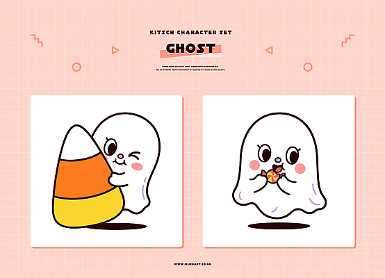 캐릭터 디자인 일러스트 사탕 세트 귀여움 할로윈 유령 즐거움 이모티콘 상상력 키치 일러캐릭터 AI파일 감정 컨셉 디저트 파일형식 벡터 음식