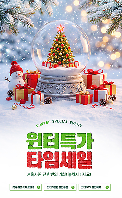 PSD 편집이미지 크리스마스 겨울 이벤트 선물상자 크리스마스트리 눈 알림 즐거움 기회 스노글로브 타임세일 특가판매 이미지편집 계절 기념일 감정 선물 장식 상자 세일 파일형식
