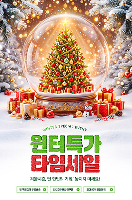 PSD 편집이미지 크리스마스 겨울 이벤트 선물상자 크리스마스트리 축제 눈 휴일 즐거움 스노글로브 타임세일 특가판매 이미지편집 계절 기념일 감정 선물 장식 상자 세일 파일형식