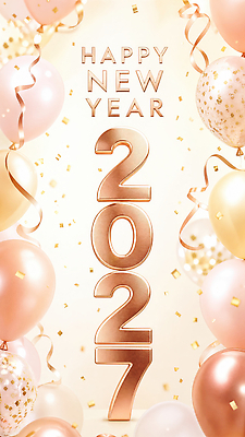 JPG 편집이미지 새해 기념 장식 반짝임 파티 금색 축하 풍선 세레모니 홀리데이 2027년 이미지편집 AI컴퓨터그래픽 AI콘텐츠 정미년 컬러 컨셉 모션 휴가 이벤트 연도 파일형식