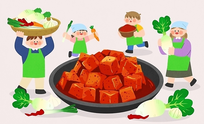 채소 일러스트 재료 가족 반찬 협력 건강 요리 성인 농작물 수확 즐거움 준비 두부 김장 국내일러스트 AI파일 감정 음식 농업 관계 사람 파일형식 벡터 산업