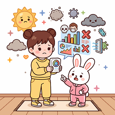 캐릭터 어린이 일러스트 통계 날씨 토끼 오염 걱정 기후변화 국내일러스트 AI파일 감정 포유류 사람 반려동물 변화 파일형식 벡터 동물 컨셉