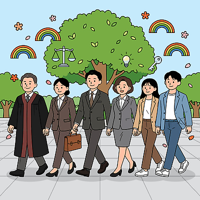 자연요소 식물 직업 옷 교육 회사 모션 사람 파일형식 벡터 법원 법 전문직 정장 남자 여자 걷기 나무 무지개 법학 법정 직장 AI파일 일러스트 국내일러스트