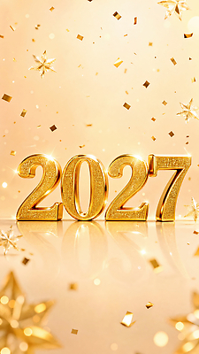 JPG 편집이미지 별 새해 기념 타이포그라피 장식 반짝임 숫자 파티 금색 축하 환영 2027년 이미지편집 AI컴퓨터그래픽 AI콘텐츠 자연요소 문자 컬러 컨셉 모션 이벤트 연도 파일형식