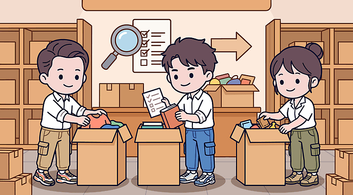 옷 일러스트 협력 따뜻함 사람 상자 사무실 업무 작업 서재 집중 창고 오브젝트 문서 정리 나눔 이웃 소통 바자회 분류 국내일러스트 AI파일 컨셉 비즈니스 파일형식 벡터