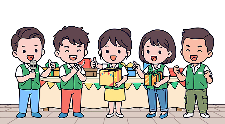 기념일 일러스트 탁자 협력 따뜻함 선물포장 선물 웃음 이벤트 친구 상자 모임 축하 분위기 즐거움 나눔 교류 이웃 공유 소통 바자회 국내일러스트 AI파일 감정 가구 컨셉 포장 관계 표정 파일형식 벡터 생활용품 오브젝트