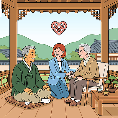 여자 노년 의자 일러스트 가족 산 한옥 한국 대화 기와집 앉기 건강관리 손잡기 만남 인사 정자 국내일러스트 AI파일 한국전통 아시아 가구 컨셉 고건축 관계 모션 건강 관리 말하기 사람 성인 예절 파일형식 벡터 전통 건축물 나라 생활용품 건축 오브젝트