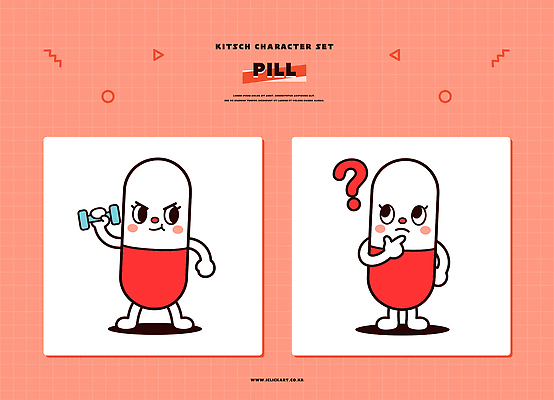 캐릭터 디자인 일러스트 알약 약 아령 물음표 그림 일러캐릭터 AI파일 기호 의학 파일형식 벡터 문자
