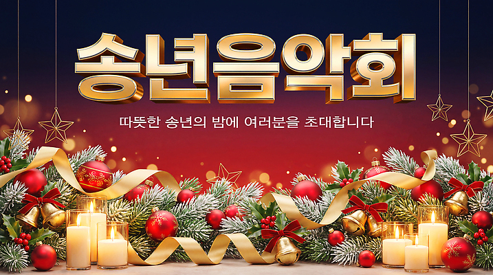 PSD 편집이미지 배너 겨울 촛불 솔방울 음악회 전나무 연말 송년회 이미지편집 나무 계절 초 공연 파일형식 식물 이벤트