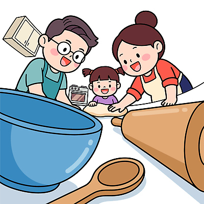 그릇 식기 행복 어린이 일러스트 가족 요리 부모 주방 숟가락 육아 반죽 나무숟가락 국내일러스트 AI파일 감정 관계 수저 사람 파일형식 벡터