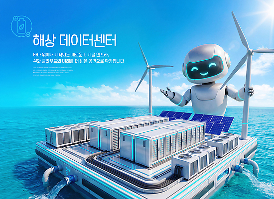 PSD 편집이미지 바다 자료 로봇 태양에너지 집열판 풍력기 서버 서버실 재생에너지 AI_인공지능 이미지편집 에너지 그린에너지 풍력에너지 파일형식